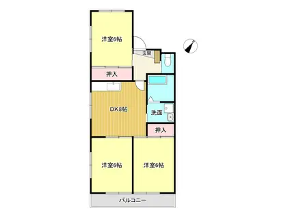 コーポ稲浦(3DK/3階)の間取り写真