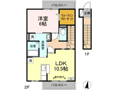 リヴェール神田 A棟(1LDK/2階)の間取り写真