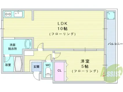 メゾンドリュウ桃園(1LDK/2階)の間取り写真