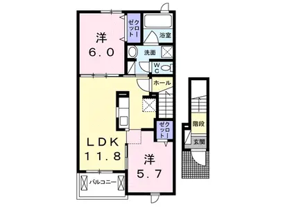 ひまわりIII(2LDK/2階)の間取り写真