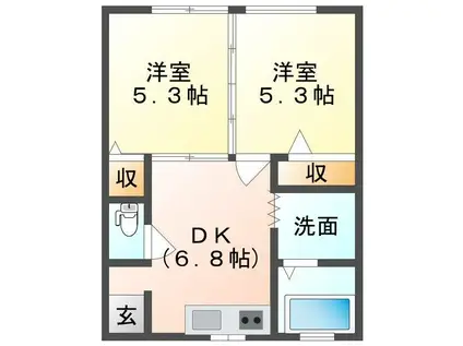 MIKIハイツ(2DK/2階)の間取り写真