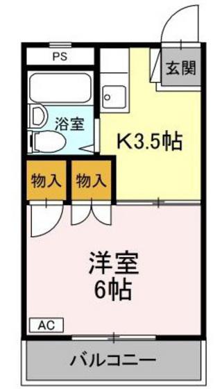 コートハウス坪井(1K/1階)の間取り写真