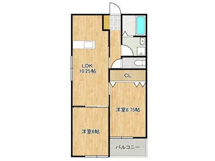 エルソル茶屋町(2LDK/3階)の間取り写真