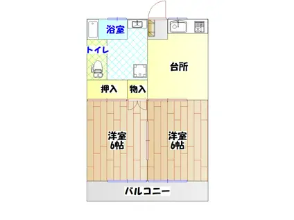 パークサイドワン(2DK/3階)の間取り写真