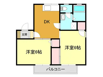 セベルハイツA(2DK/2階)の間取り写真