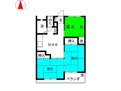 飯塚ツインコーポA(3DK/2階)の間取り写真