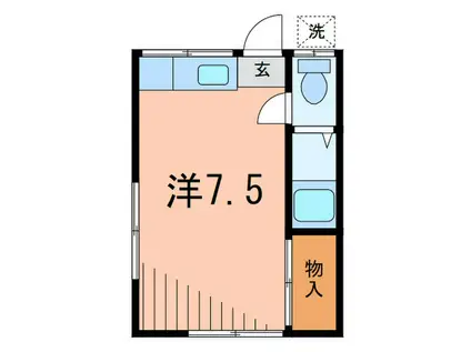 宮本荘(ワンルーム/2階)の間取り写真