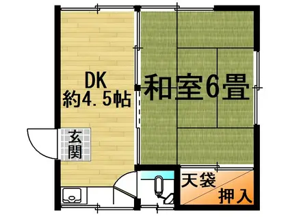 道善荘(1DK/3階)の間取り写真