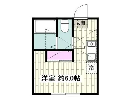 クレッセント井土ヶ谷(1K/2階)の間取り写真