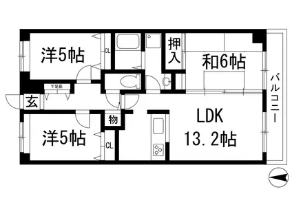 センチュリーコート宝塚(3LDK/5階)の間取り写真