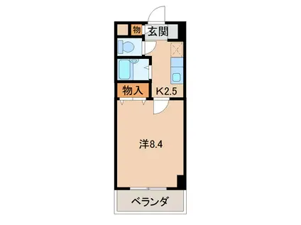 ウイング黒田(1K/6階)の間取り写真