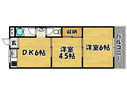第1田中ハイツ(2DK/2階)の間取り写真