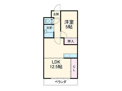 サンモール井田(1LDK/2階)の間取り写真