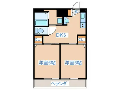 パークサイドエコーマンション(2DK/2階)の間取り写真