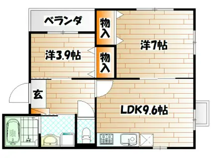 メゾン高田II(2LDK/3階)の間取り写真