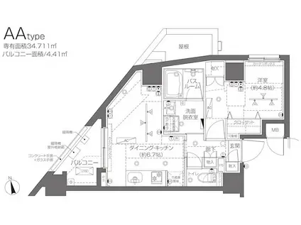 ZOOM大塚(1DK/5階)の間取り写真