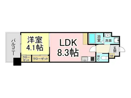 コンダクトレジデンスFUTAJIMA(1LDK/2階)の間取り写真