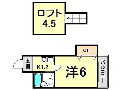 レオパレス上筒井(1K/2階)の間取り写真