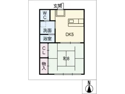 川合アパート(1DK/2階)の間取り写真