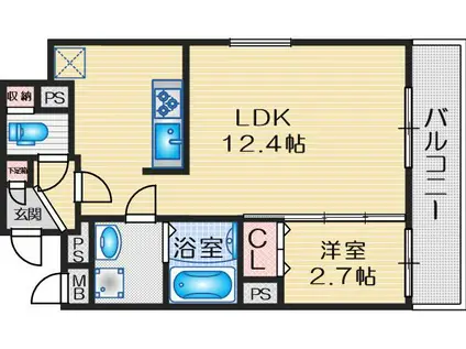 フレール江坂レジデンシャル(1LDK/10階)の間取り写真