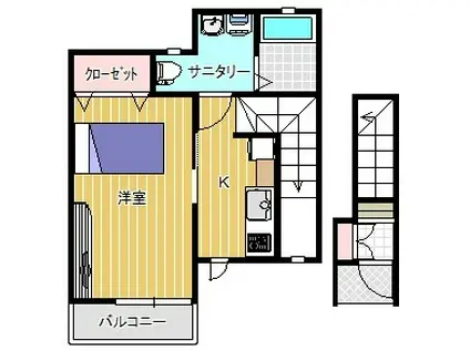 ＪＲ東北本線 新田駅(宮城) 徒歩119分 2階建 築6年(1K/2階)の間取り写真