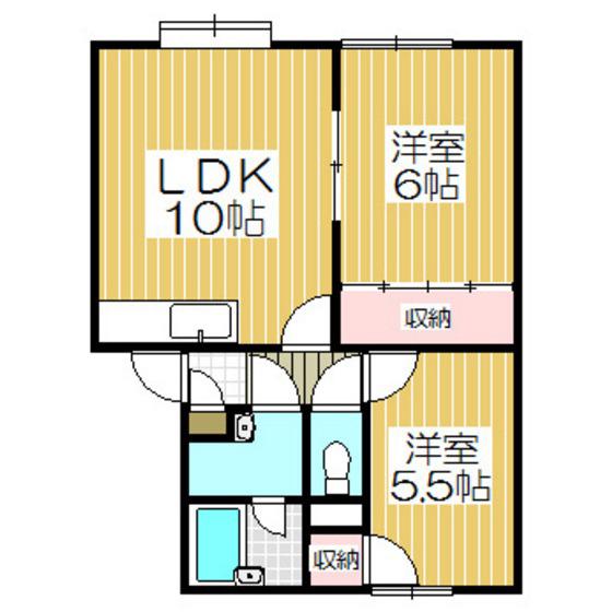 アリコベールA棟(2LDK/1階)の間取り写真