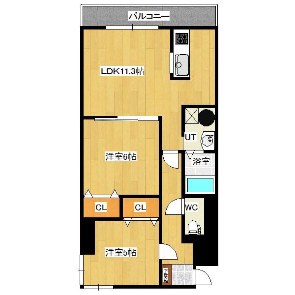 ソシオ山下通(2LDK/6階)の間取り写真