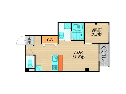 BUONO BUONO(1LDK/2階)の間取り写真