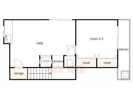 白石ハウス(1DK/2階)の間取り写真