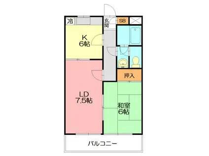 ルミネイトウ(2DK/3階)の間取り写真