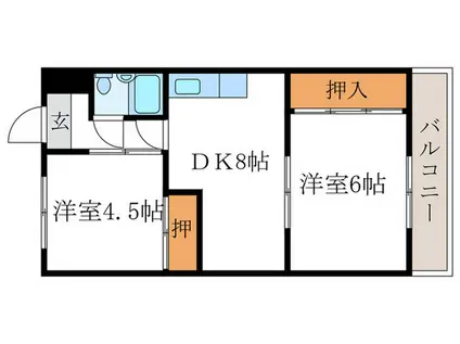 コーポ山内(2DK/2階)の間取り写真