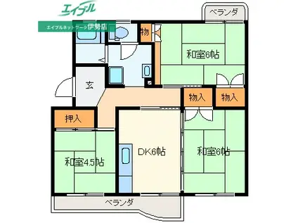 ハイツ赤崎マンション7-2棟(3DK/4階)の間取り写真