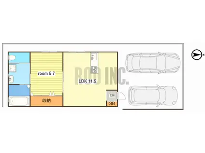 オレンジベース広畑北野(1LDK/1階)の間取り写真
