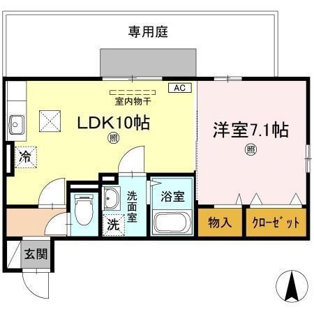 アヴァンサール仁(1LDK/1階)の間取り写真
