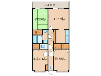 グレースヌーブ(3DK/2階)の間取り写真