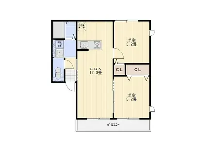 サンハイム本城(2LDK/1階)の間取り写真