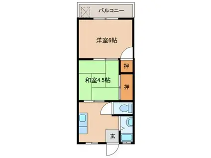 中村ビル(2DK/2階)の間取り写真