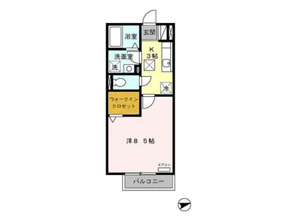 ボナンザ(1K/1階)の間取り写真