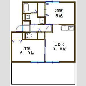 JAボナール上の丸(2LDK/1階)の間取り写真