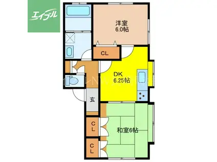 原アパート(2DK/1階)の間取り写真