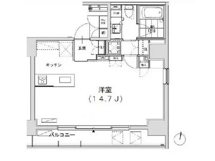 グランディオール広尾テラス(1K/11階)の間取り写真