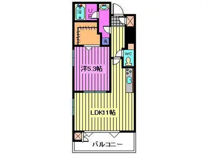 ピニエール浦和岸町(1LDK/3階)の間取り写真