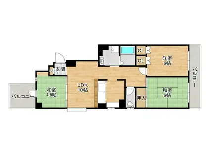 箕面サウンドヒルズ(3DK/5階)の間取り写真