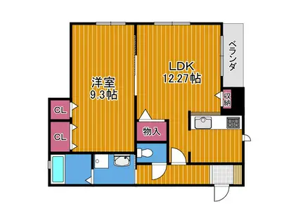ロイヤルハーベスト21(1LDK/1階)の間取り写真