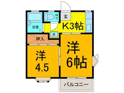 ユース青山I(2K/2階)の間取り写真