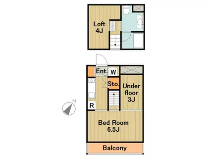 パーシモン1(1K/1階)の間取り写真