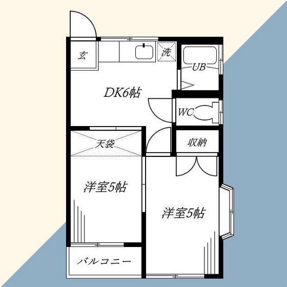 エクシヴ衣笠(2DK/2階)の間取り写真