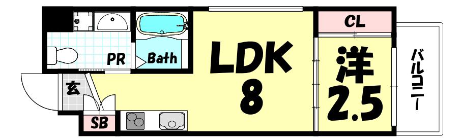 ザ・コッチ神戸(1LDK/6階)の間取り写真