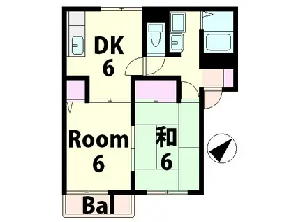 ミッシェル(2DK/1階)の間取り写真