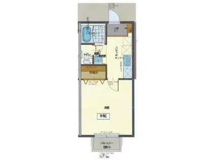 サウスヴィレッヂ(1K/2階)の間取り写真